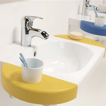 porta bicchiere giallo con bicchiere wc kids