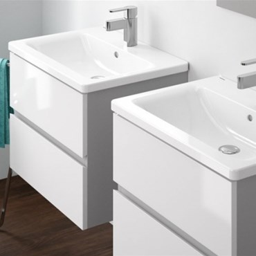 mobile sospeso 63x36 bianco completo di lavabo look