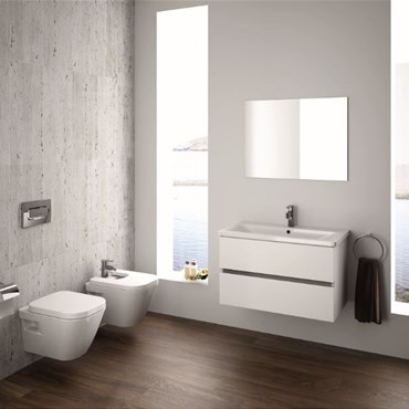 mobile sospeso 83x36 bianco completo di lavabo look